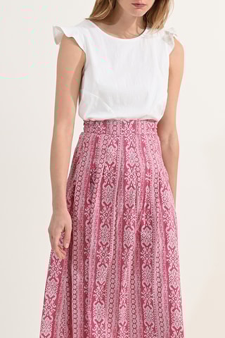 Falda midi de talle alto - Rojo - Molly Bracken