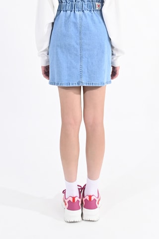 Falda recta vaquera de talle alto - Celeste - Lili Sidonio