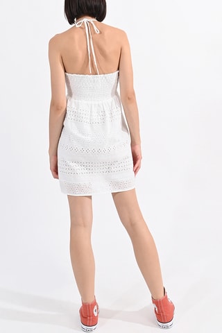 Vestido evasé con bordado inglés - Blanco - Lili Sidonio