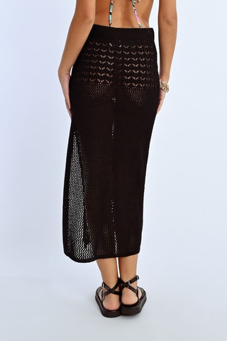 Falda midi de talle alto - Negro