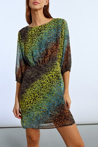 Vestido recto - Negro y verde flúor