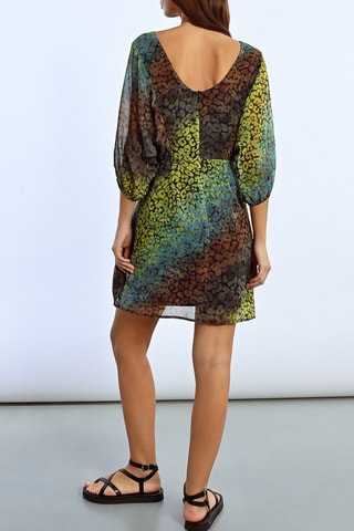 Vestido recto - Negro y verde flúor