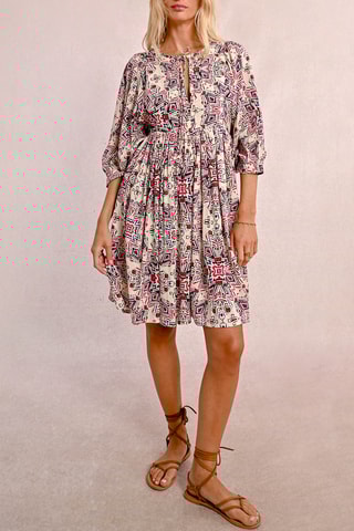 Rechte Jurk - Ecru en Rood