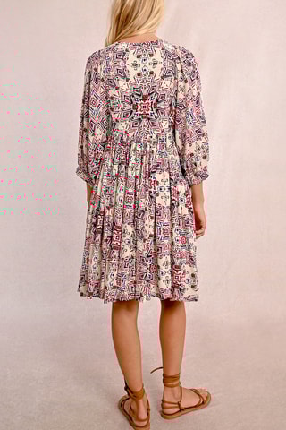 Rechte Jurk - Ecru en Rood