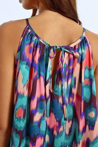 Vestido largo - Turquesa y rosa