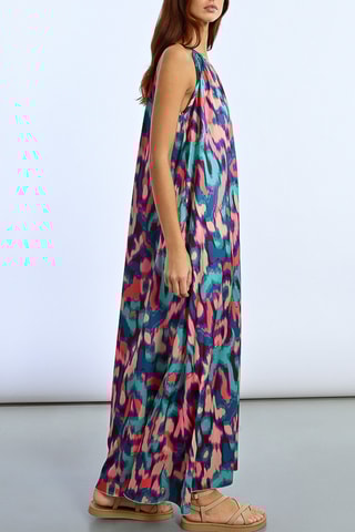 Vestido largo - Turquesa y rosa