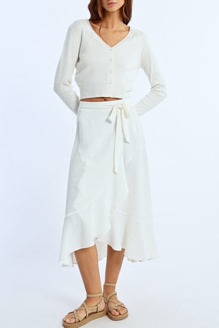 Falda cruzada de talle alto - Blanco