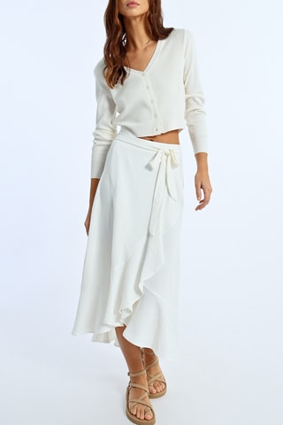 Falda cruzada de talle alto - Blanco