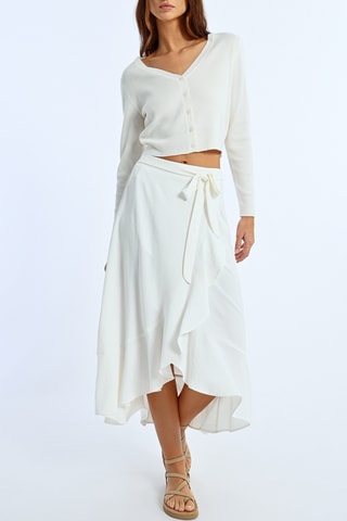 Falda cruzada de talle alto - Blanco