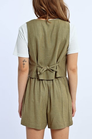 Mouwloos Linnen Vest - Kaki