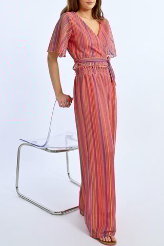 Pantalón de tiro alto - Coral e índigo