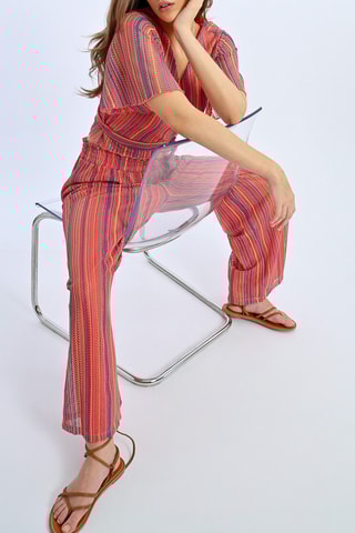 Pantalón de tiro alto - Coral e índigo