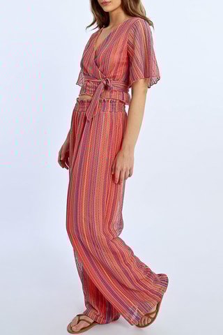 Pantalón de tiro alto - Coral e índigo