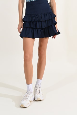 Falda avolantada de talle alto - Azul marino - Lili Sidonio