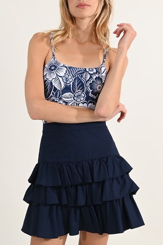 Falda avolantada de talle alto - Azul marino - Lili Sidonio