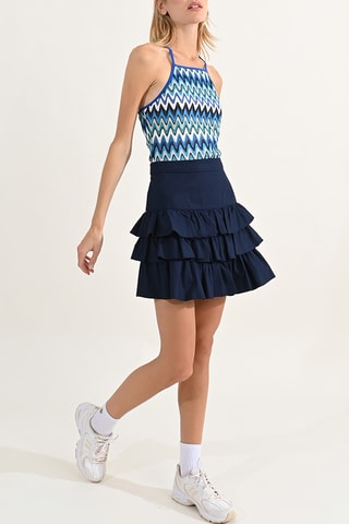 Falda avolantada de talle alto - Azul marino - Lili Sidonio