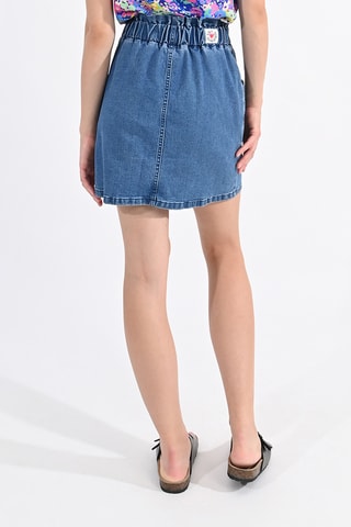 Falda recta vaquera de talle alto - Azul - Lili Sidonio