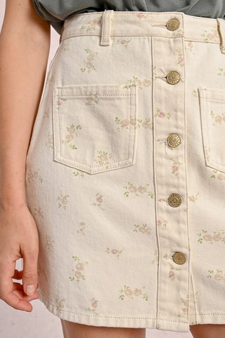 Falda vaquera de talle alto - Crudo