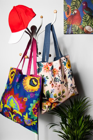 Tote-bag Rose pâle et bleu foncé