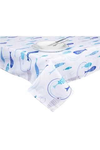 Nappe rectangulaire North Sea - Blanc et bleu