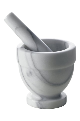 Mortier et pilon en marbre - Blanc et gris