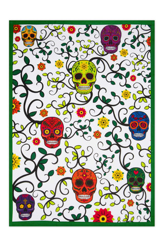 Torchon Calavera - Blanc et vert