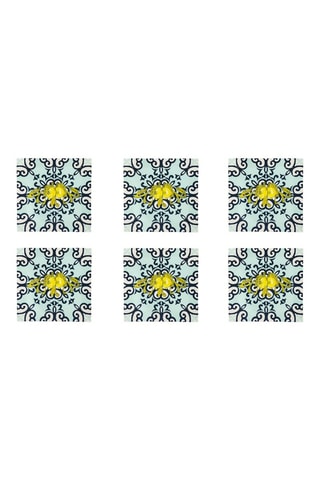 6 assiettes plates carrées en céramique - 24 cm