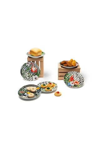 6 assiettes en porcelaine Tropical - 31 cm