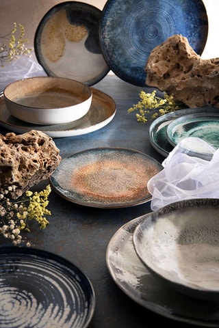 6 assiettes plates en céramique Demetra - 27 cm