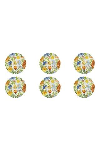 6 assiettes plates à pizza en porcelaine Blooming - 31 cm