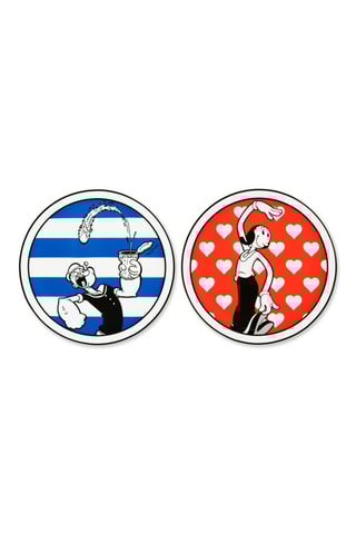 2 assiettes à pizza en porcelaine Popeye et Olive Popey