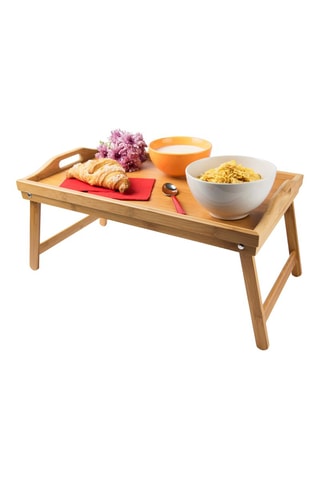 Plateau de lit pliable en bambou - 50 x 30 x 25 cm