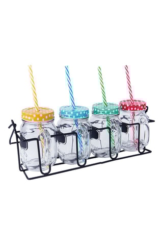 4 Mason jars avec panier - 47 cl