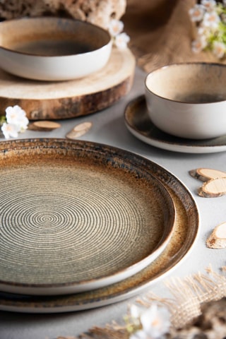 6 assiettes creuses en céramique Demetra - 18 cm