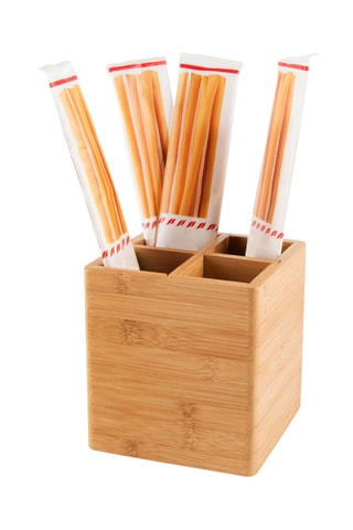 Pot à couverts en bambou - 13,5 x 13,5 x 14,5 cm