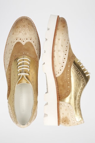 Richelieus en cuir Molly - Beige et doré