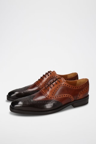 Richelieus en cuir Leonardo - Noir et marron foncé