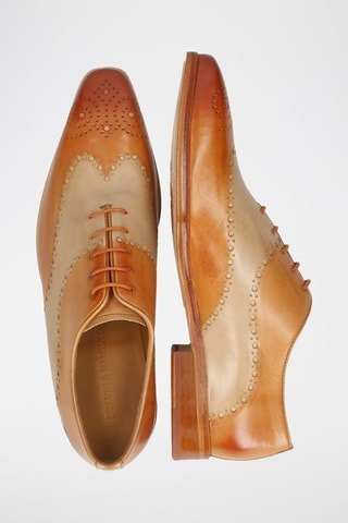 Richelieus en cuir Lance - Rouge brique et beige