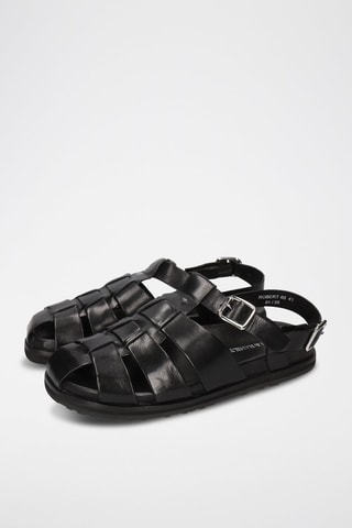 Sandales en croûte de cuir Robert 40 - Noir