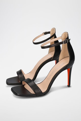 Sandales à talons en cuir nappa Nadia - Noir