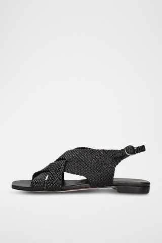 Sandale en cuir de mouton Sandrine - Noir