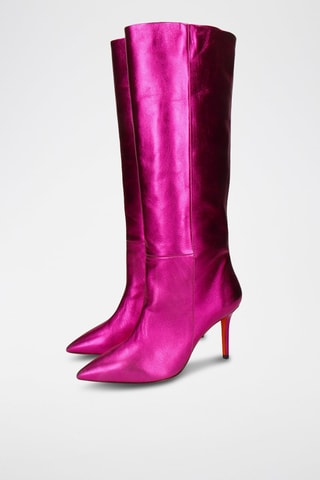 Bottes en cuir Lisa - Fuchsia