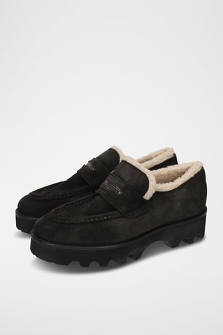 Mocassins fourrés plateformes en nubuck Jade - Noir