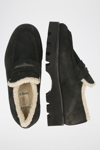 Mocassins fourrés plateformes en nubuck Jade - Noir