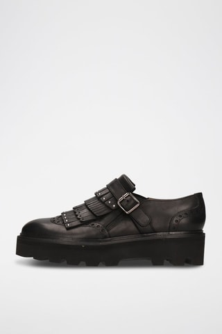 Mocassins plateformes en cuir Sally - Noir