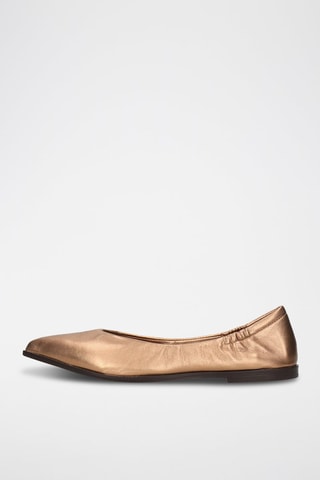 Ballerines fourrées en cuir de mouton Alora - Doré