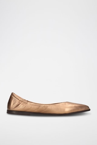 Ballerines fourrées en cuir de mouton Alora - Doré