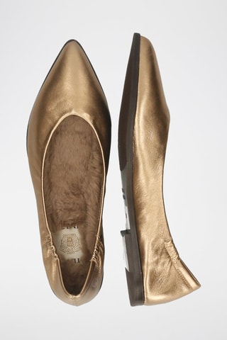 Ballerines fourrées en cuir de mouton Alora - Doré