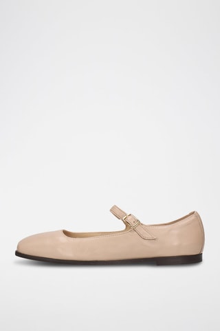 Ballerines fourrées en cuir de mouton Livia - Beige