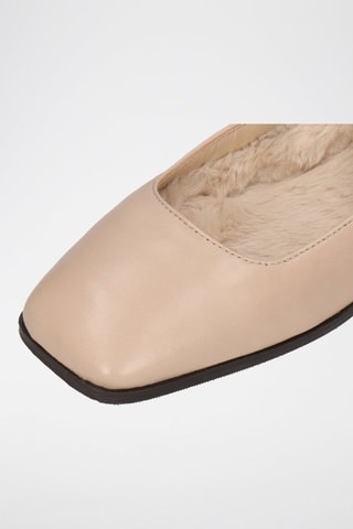 Ballerines fourrées en cuir de mouton Livia - Beige